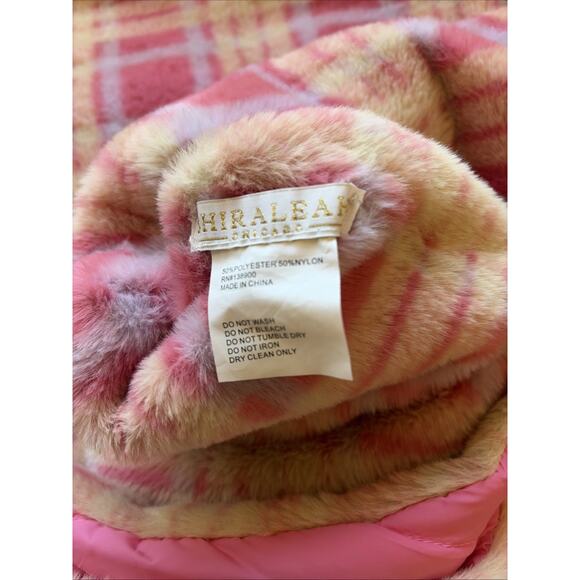 Shiraleah Reversible Plaid Faux Fur Pink Quilted Puffer Scarf Stole Pockets - Picture 6 of 6